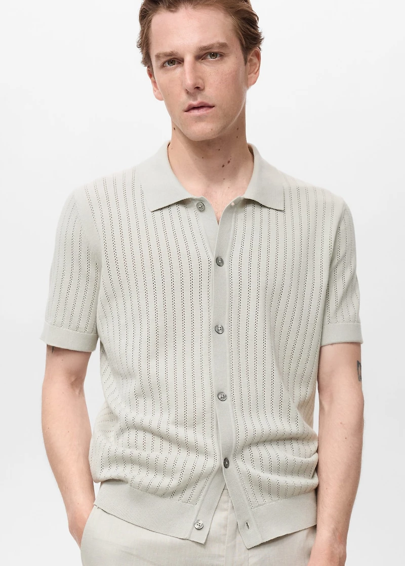 Cotton blouse with lace detail