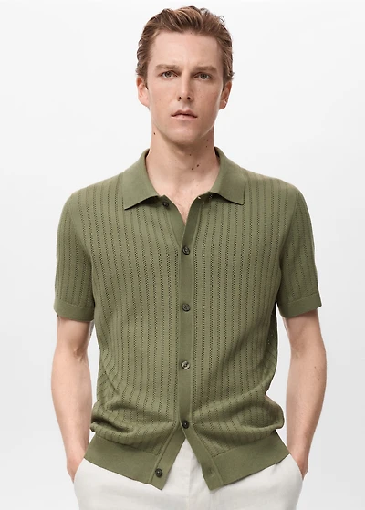 Cotton blouse with openwork detail