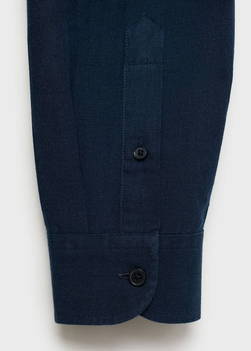Mao collar linen shirt