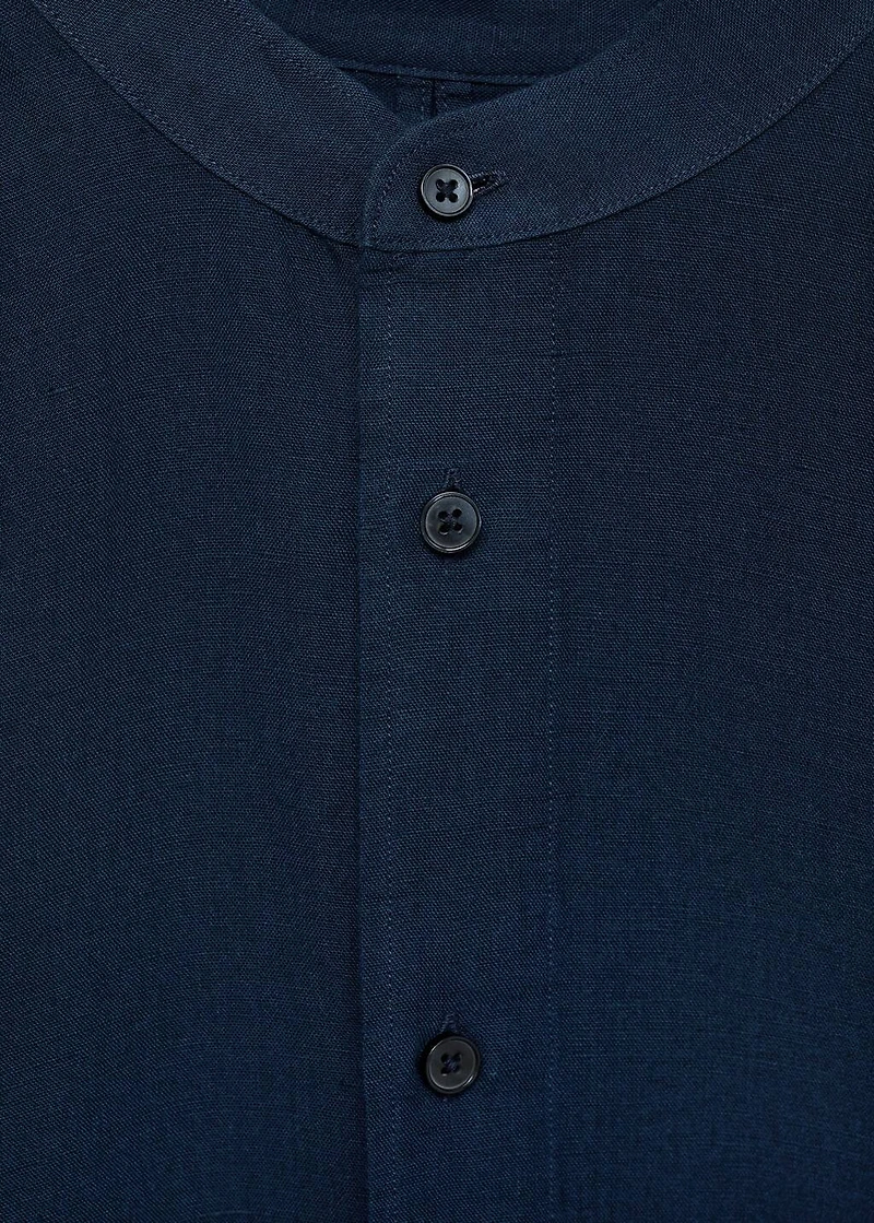 Mao collar linen shirt
