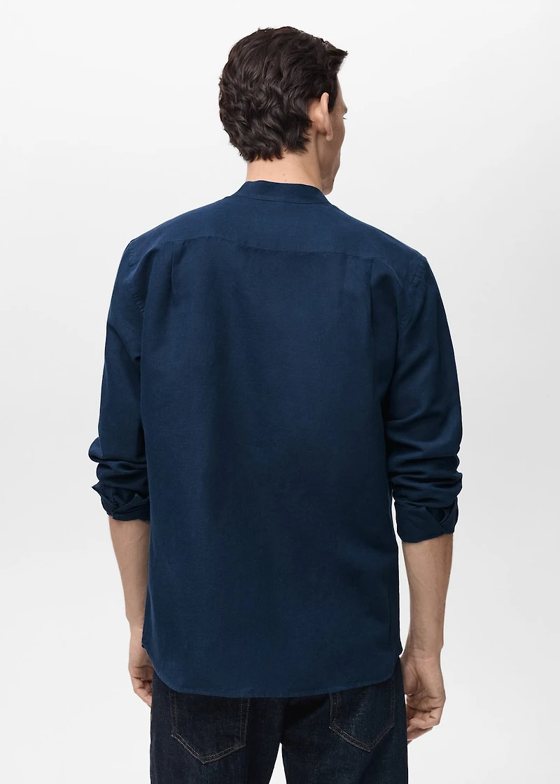 Mao collar linen shirt