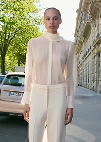 Silk shirt with fringed pocket square