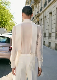 Silk shirt with fringed pocket square