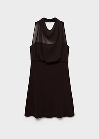 Puffy dress with draped neck