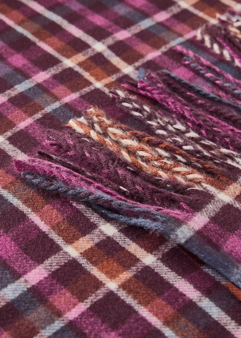 Soft fringed check blanket