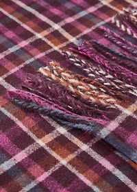 Soft fringed check blanket