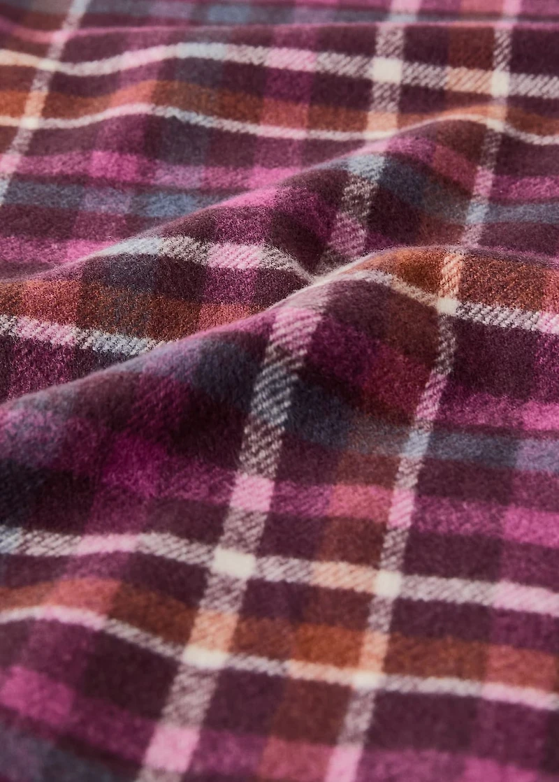 Soft fringed check blanket