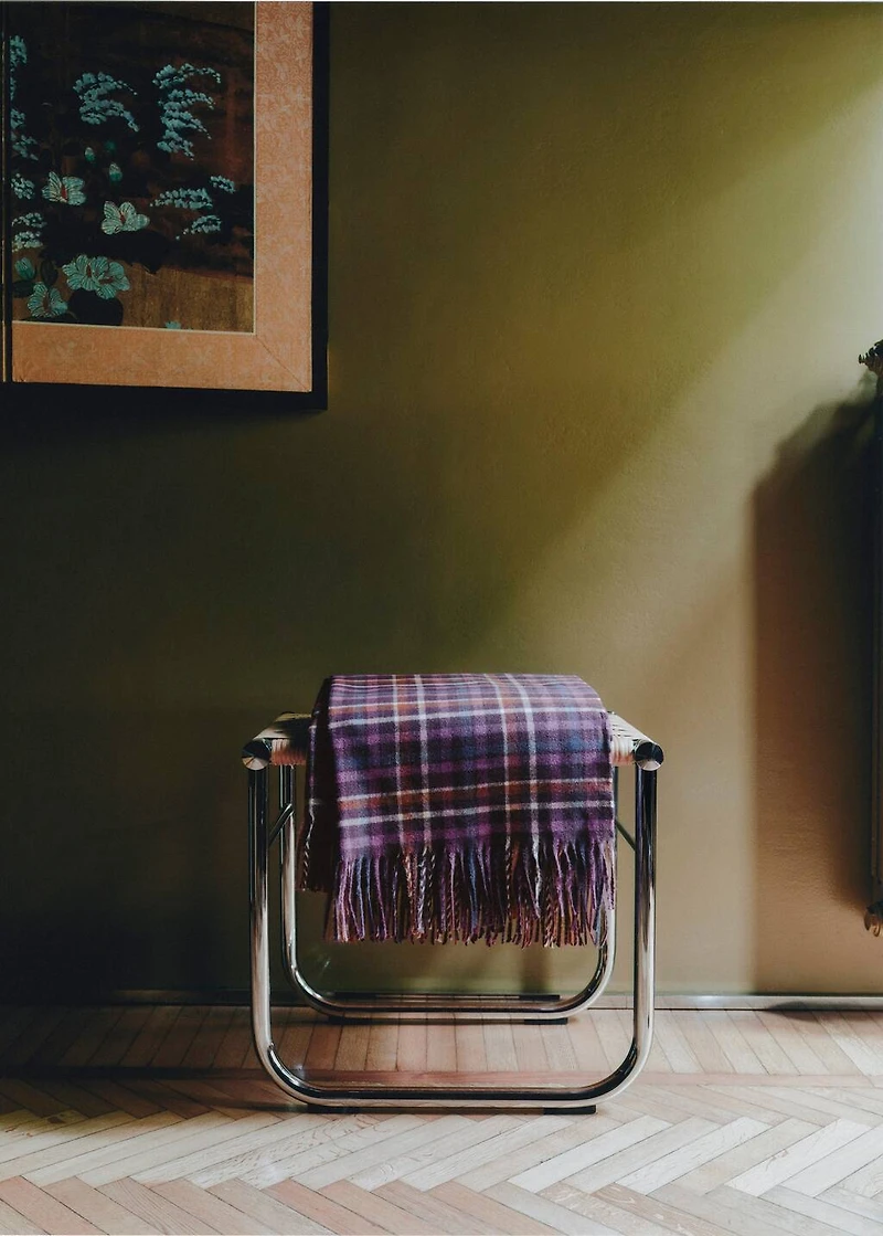 Soft fringed check blanket