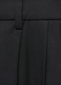 Straight-leg cotton pleated pants