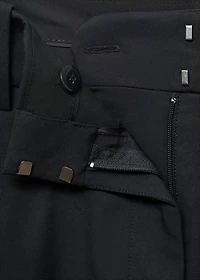 Straight-leg cotton pleated pants