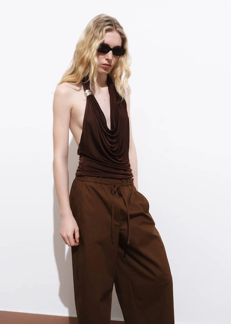 Paperbag pants with bow