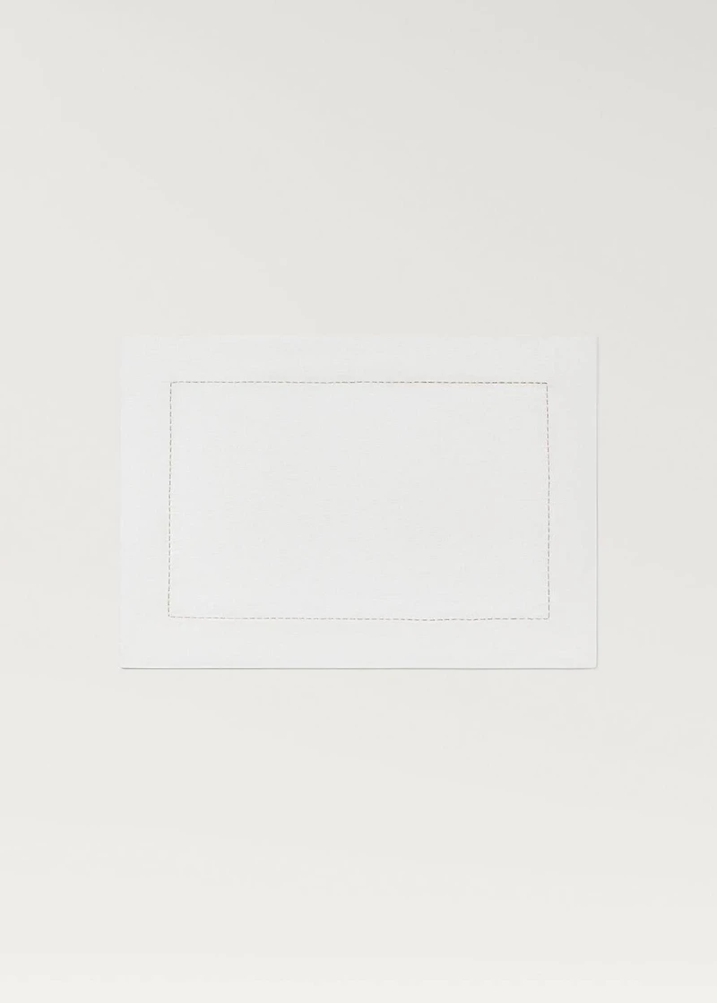 Linen tablecloth with embroidered backstitch