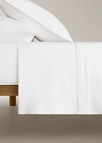 Washed cotton percale top sheet with zigzag stitching for 150 cm bed