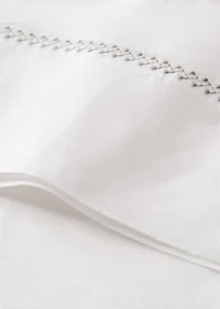 Washed cotton percale top sheet with zigzag stitching for 150 cm bed
