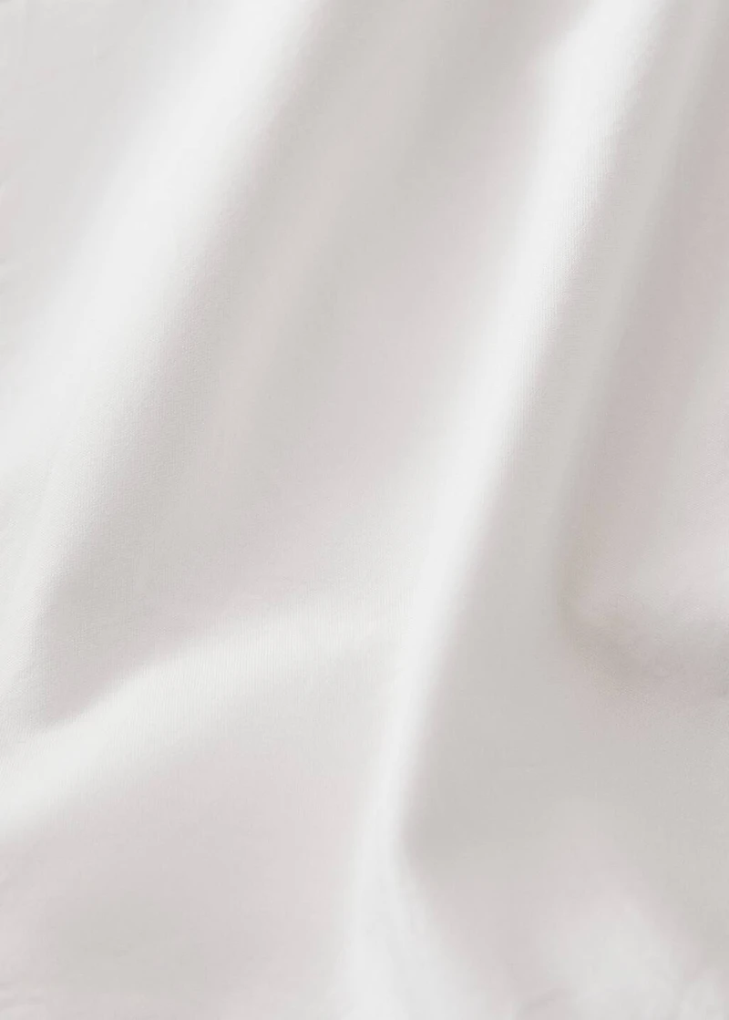 Washed cotton percale top sheet with zigzag stitching for 150 cm bed