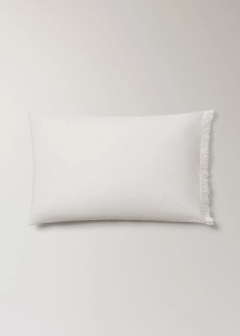 Two percale cotton pillowcases with gauze ruffle 50x75 cm