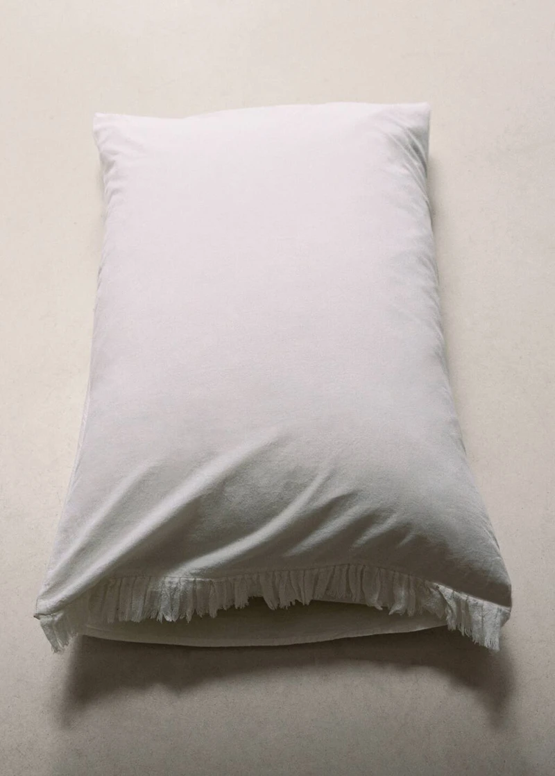 Two percale cotton pillowcases with gauze ruffle 50x75 cm