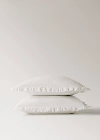 Two percale cotton pillowcases with gauze ruffle 60x60 cm
