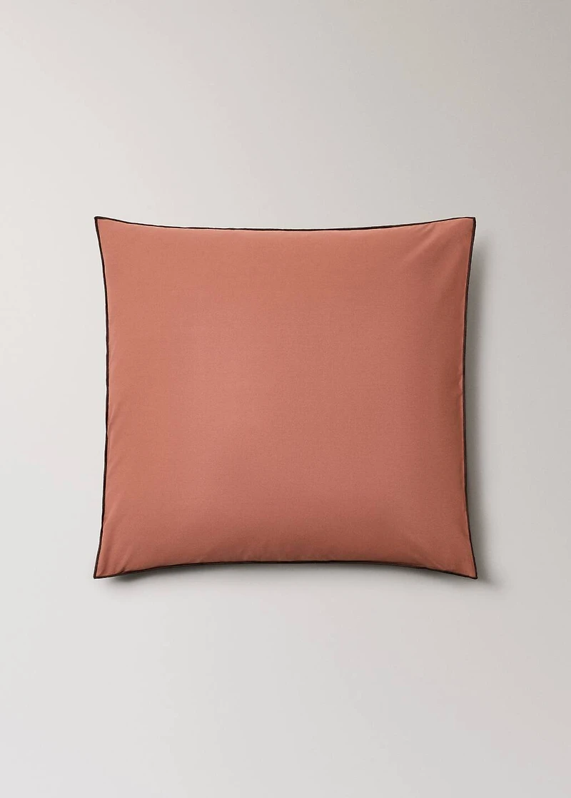 Two 200-thread count percale cotton pillowcases with contrasting overlock 60x60 cm