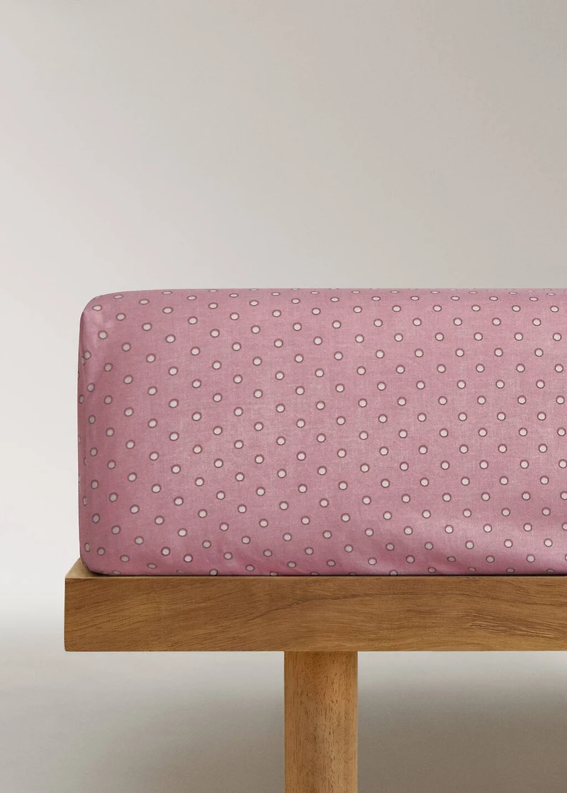 Cotton polka-dot fitted sheet for 90 cm bed