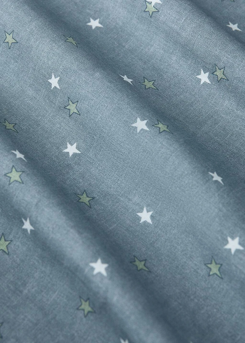 Children's percale cotton fitted sheet with star print for 90 cm bed