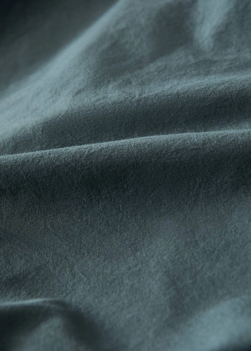 Washed cotton fitted sheet for 150 cm bed