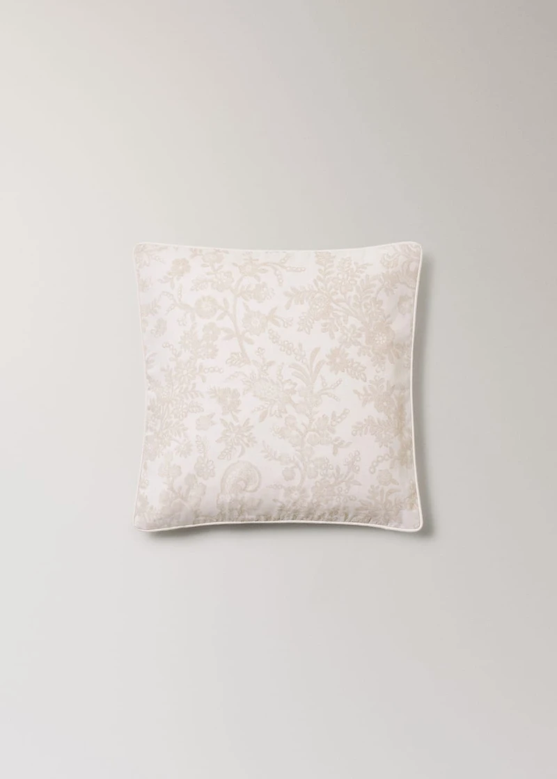 Floral-print cotton cushion cover 45x45cm
