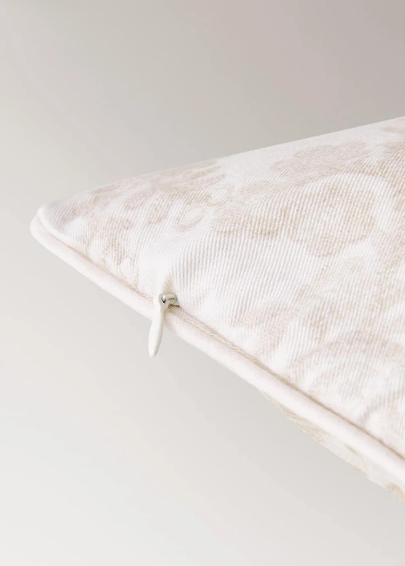 Floral-print cotton cushion cover 45x45cm