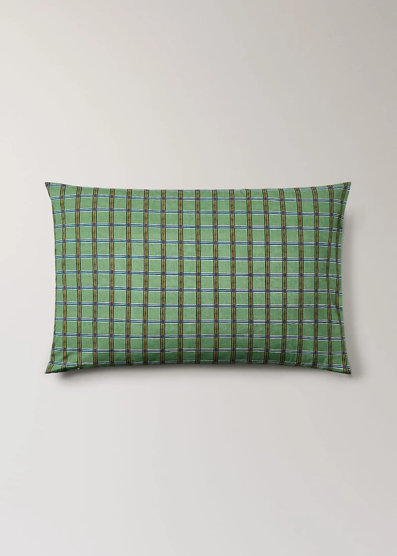 Percale cotton pillowcase with checked print 50x75 cm