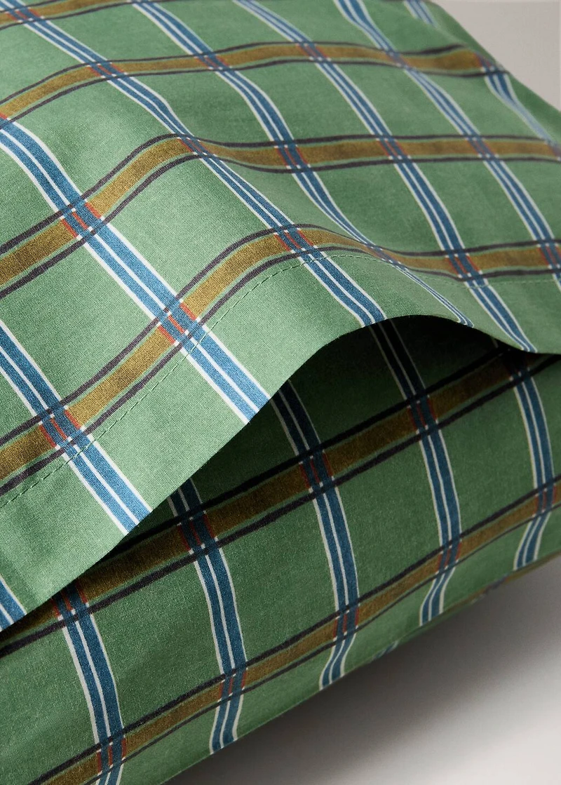 Percale cotton pillowcase with checked print 50x75 cm