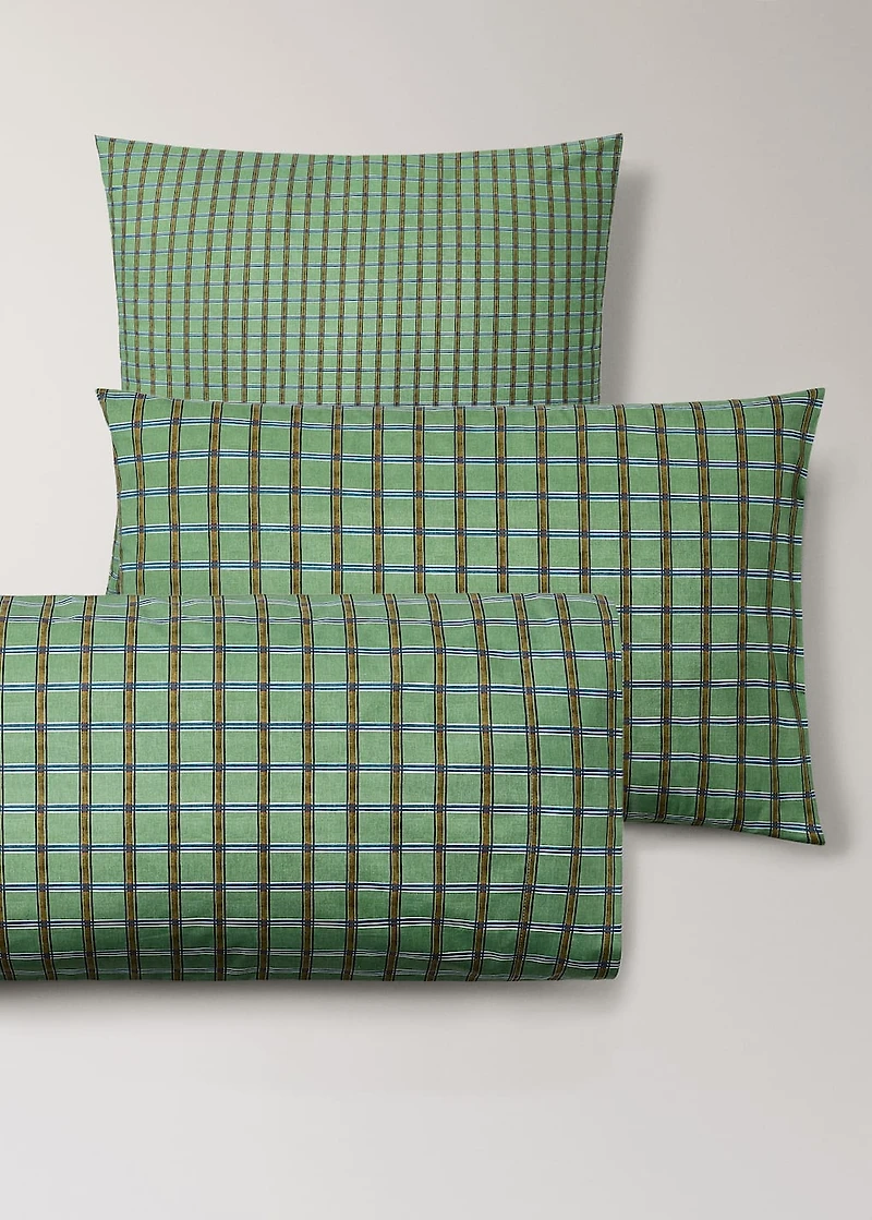 Percale cotton pillowcase with checked print 50x75 cm