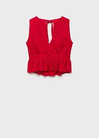 Ruched details linen-blend top