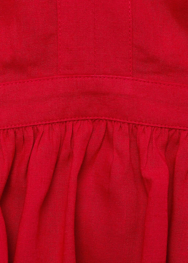 Ruched details linen-blend top