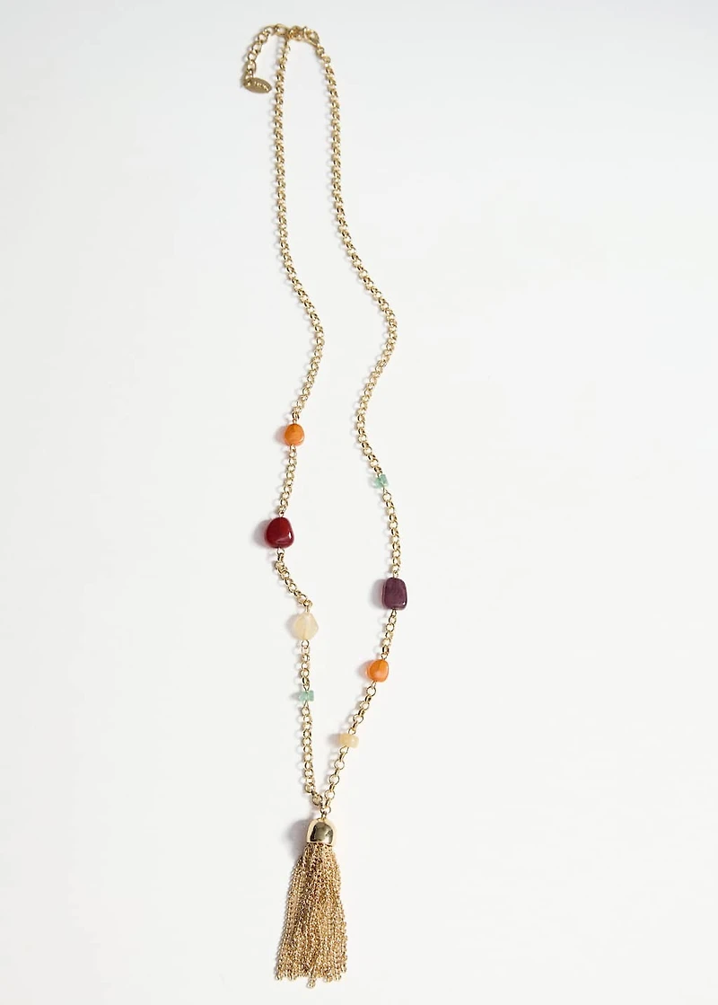 Fringed bead necklace