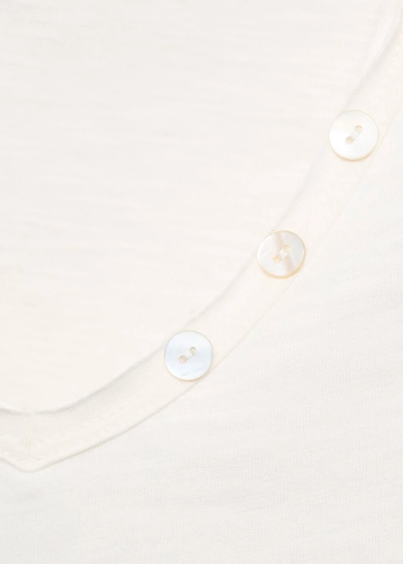 T-shirt with mother-of-pearl button detail