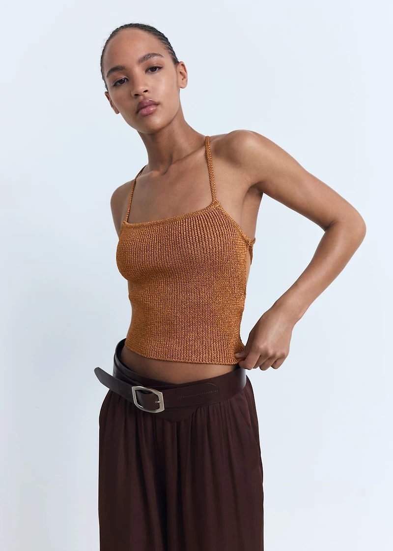 Lurex knitted top with crossed back