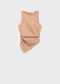 Asymmetrical striped cotton top