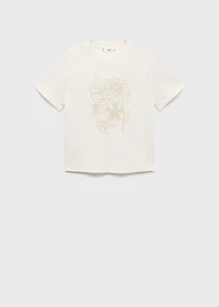 Floral-embroidered cotton t-shirt