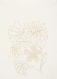 Floral-embroidered cotton t-shirt