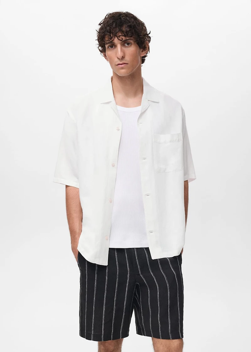 Regular-fit linen blend shirt