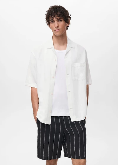 Regular-fit linen blend shirt