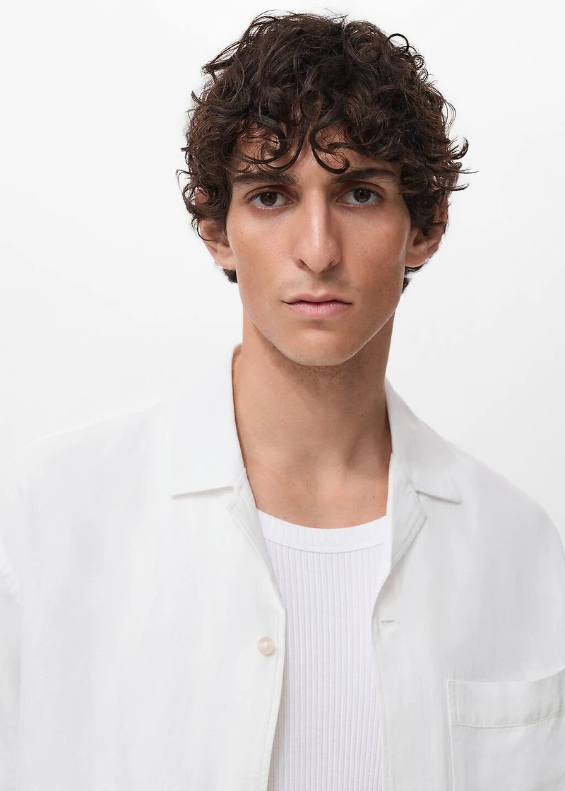Regular-fit linen blend shirt