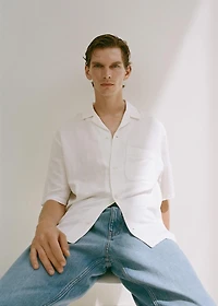 Regular-fit linen blend shirt
