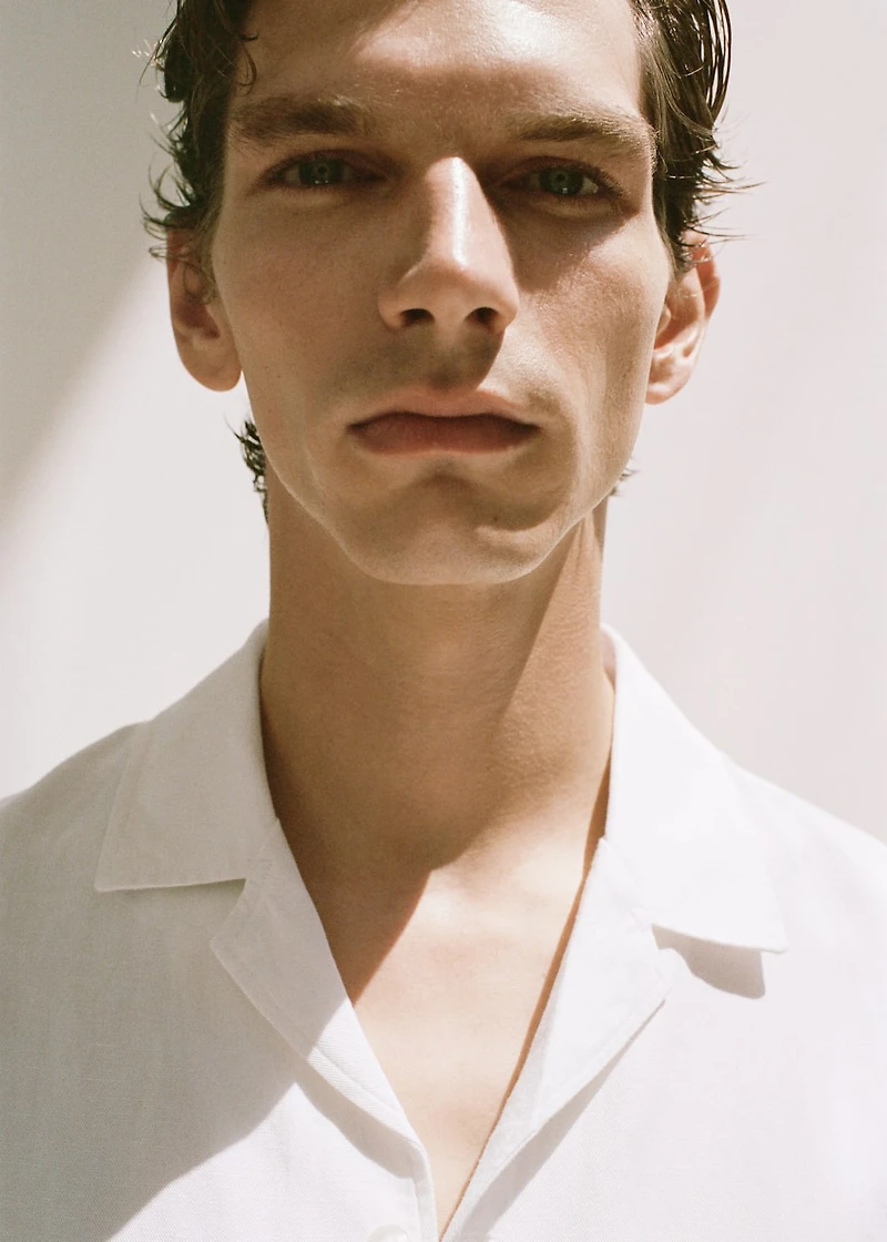 Regular-fit linen blend shirt