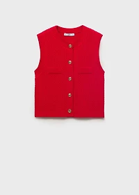 Chunky-knit vest with buttons