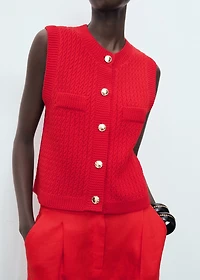 Chunky-knit vest with buttons
