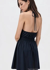 Halter-neck linen dress