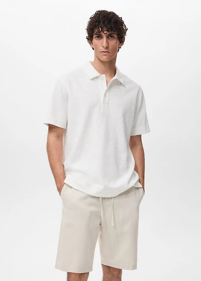 Structured knitted polo shirt