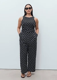 Polka-dot belt jumpsuit