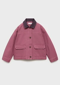 Denim parka with contrasting collar